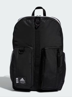 Adidas Iconic 3 Stripes White  Black Backpack Laptop Pockets New With Tags